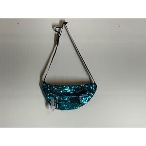 Justice Girls Turquoise Blue Flip Sequin Fanny Pack Waist Sling Purse NWT